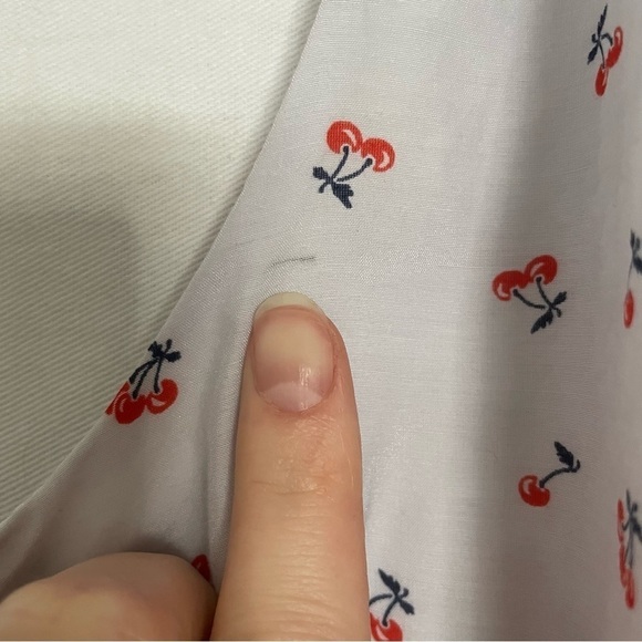 J. Crew Silk Blend Cherry Print Sleeveless HighTie Neck Halter Blouse Top - Picture 7 of 14